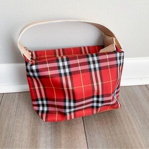 Vtg 90s Y2K Burberry rare Mini house Check snap handle handbag Red